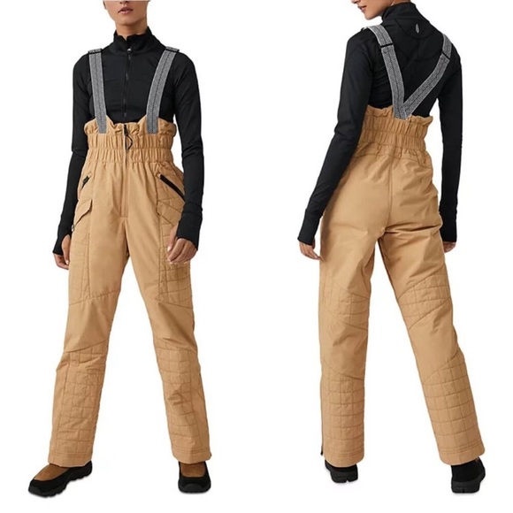 Free People Movement All Prepped Bib Adjustable Suspender Ski Pants Sz S - Picture 1 of 3